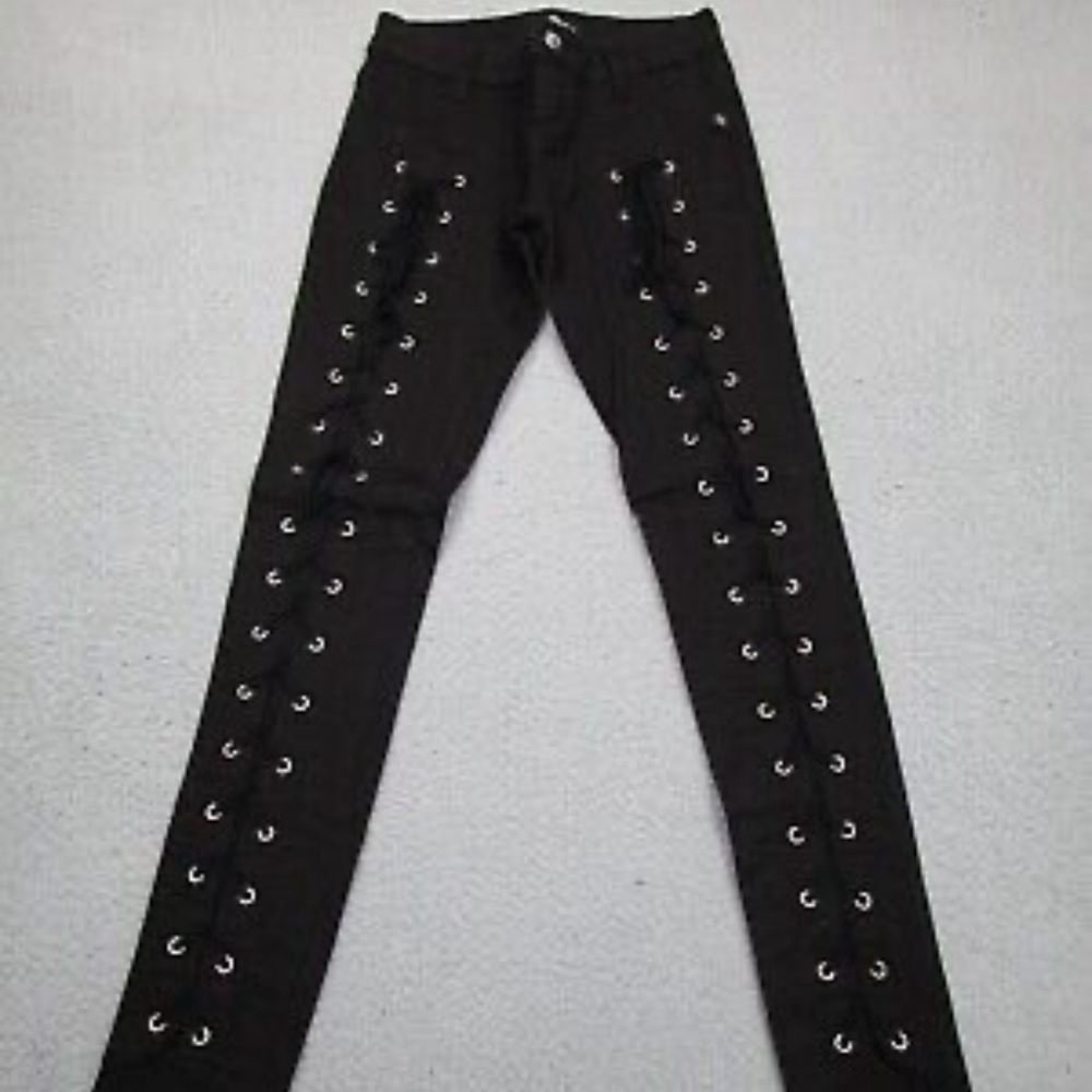 Royal Bones by Tripp NYC Daang Goodman lace-up front jeans, size 5. Goth